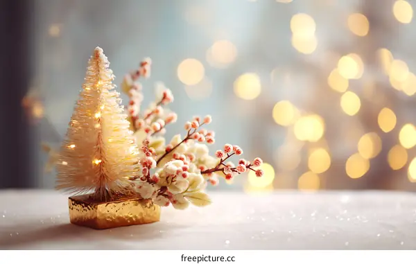 Miniature Christmas Tree Decoration with Festive Lights