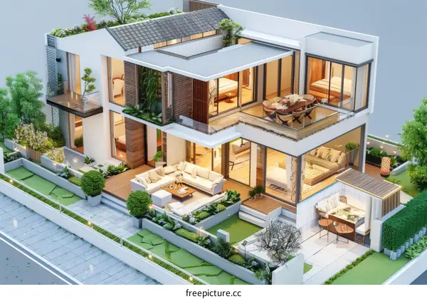 Modern Minimalist Home Exterior 3D Rendering