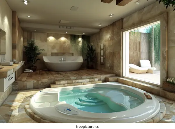 Bathroom with Jacuzzi Tub and Vanity