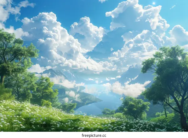 A Serene Mountain Landscape Painting