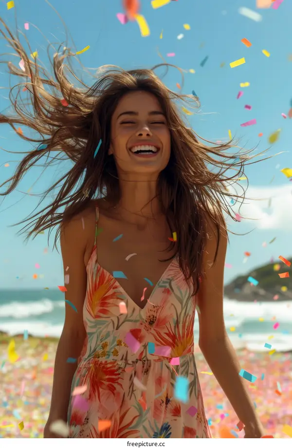 carefree woman in a tropical setting