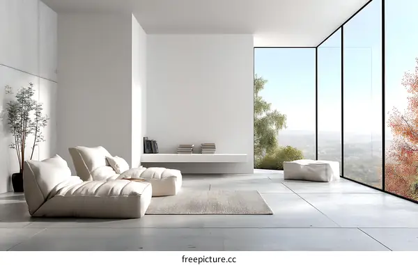 Modern Minimalist Living Room with Panoramic Views