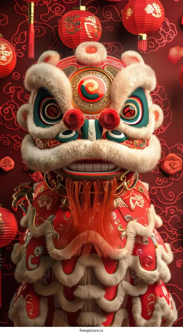 Traditional Chinese New Year Lion Dance Costume