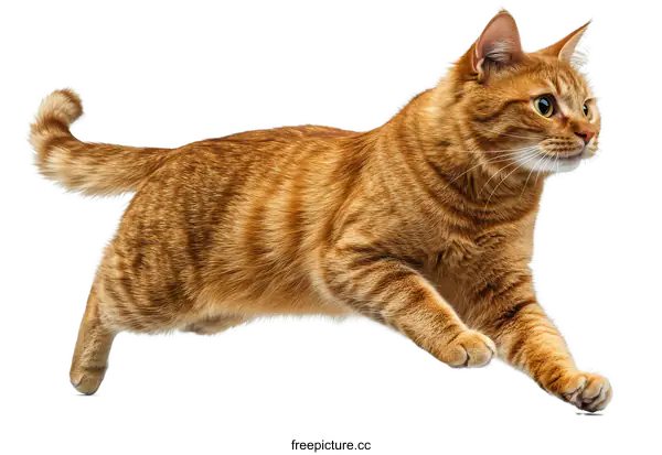 [Transparent Background PNG]Ginger Cat Running in Action