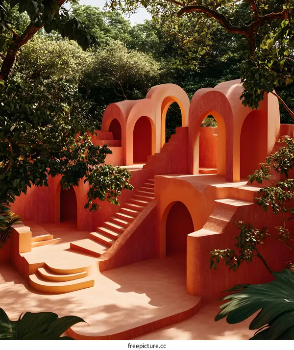 Orange Abstract Archway Structure