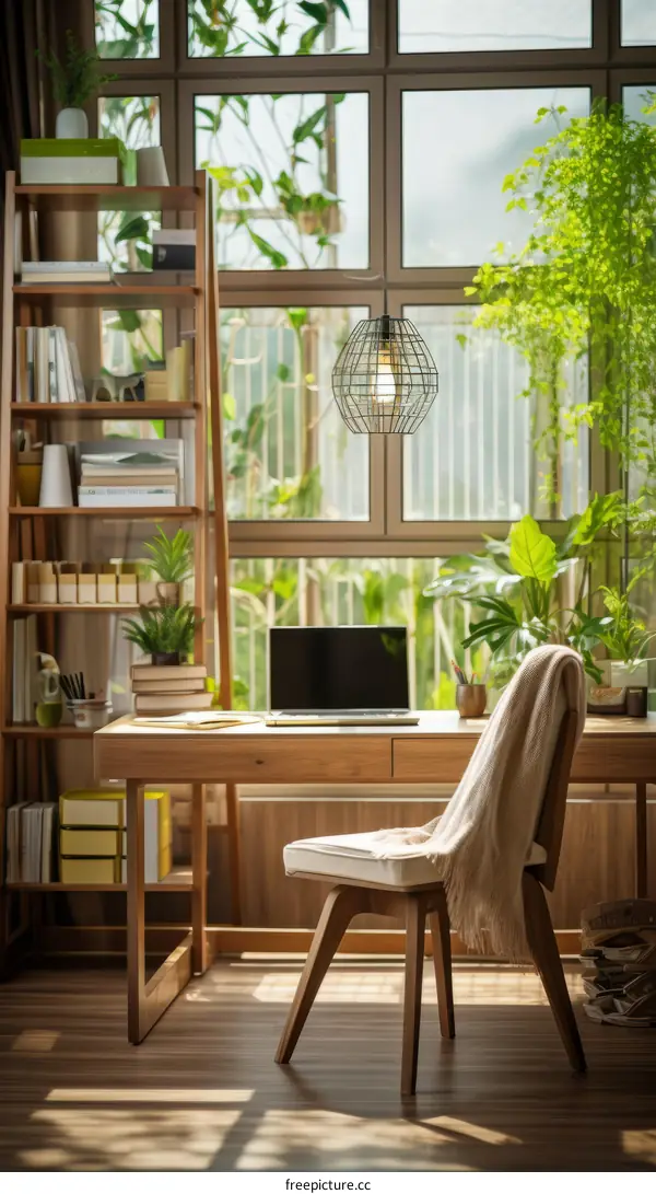 Home office with a view of the garden