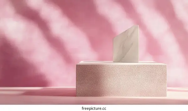 Pink Background with Marble and Concrete Display