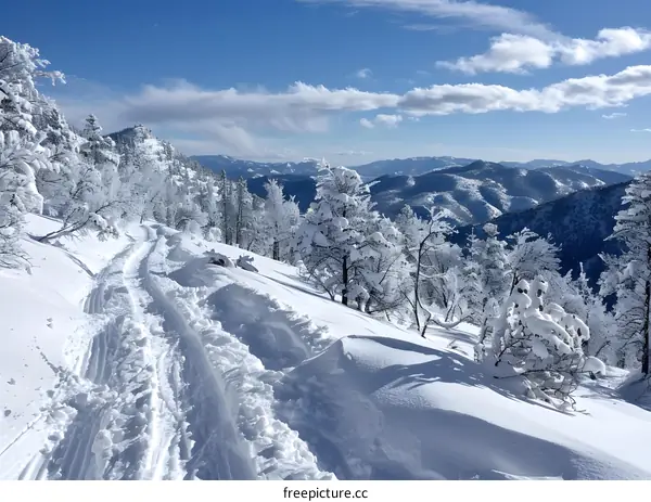Snowy Mountain Path with a Breathtaking View