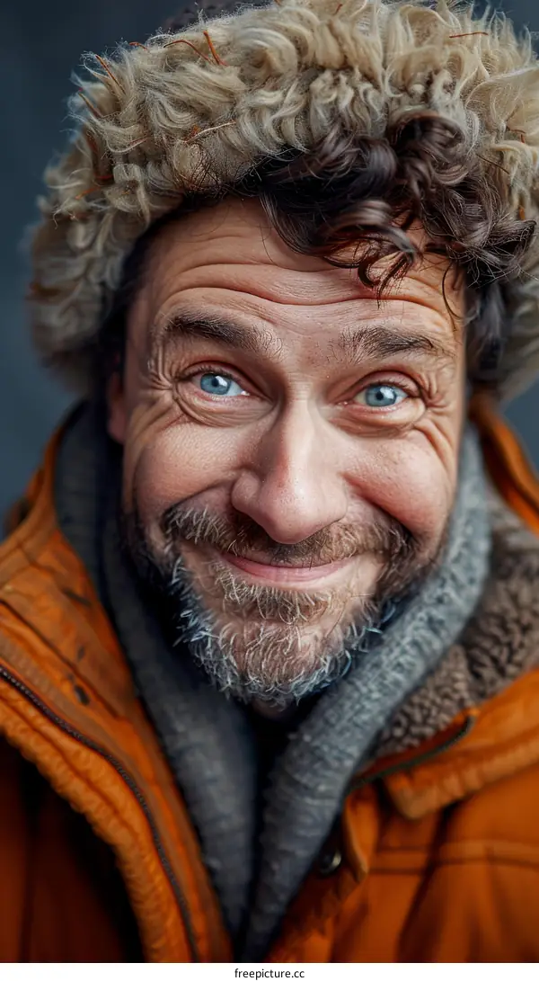 Close-up Portrait of a Man with a Fur Hat