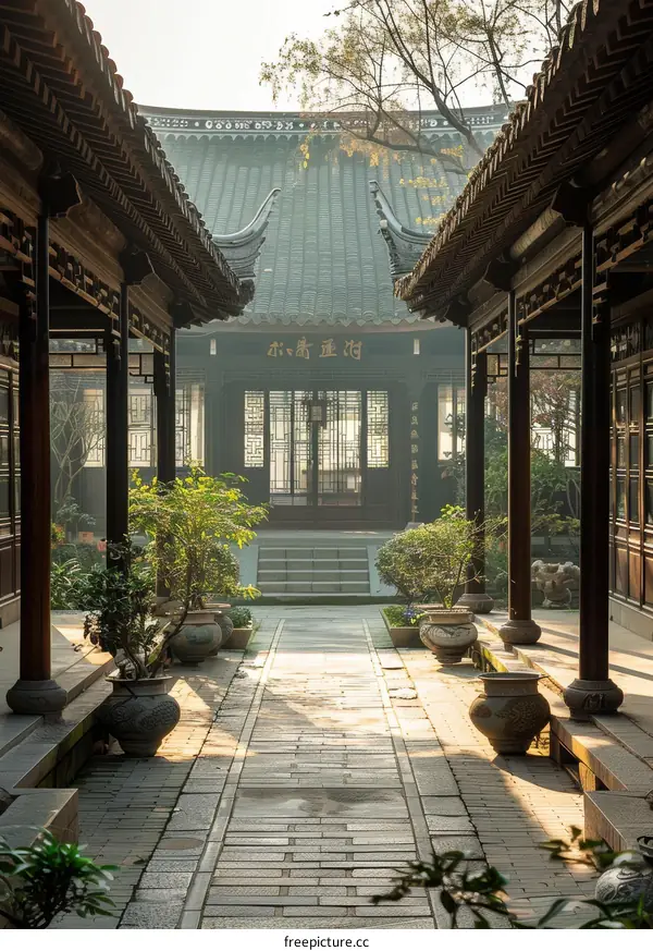 Chinese courtyard with traditional architecture