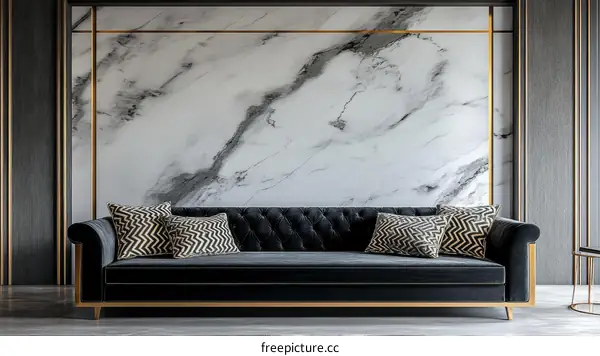 Modern Luxury Living Room Sofa with Marble Wall