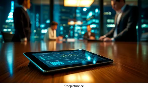 Business people discussing financial data and graphs during a meeting