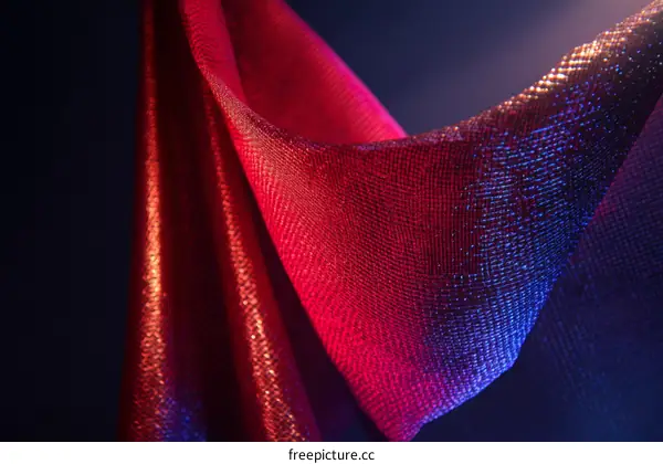 Red and Blue Fabric Texture Close Up