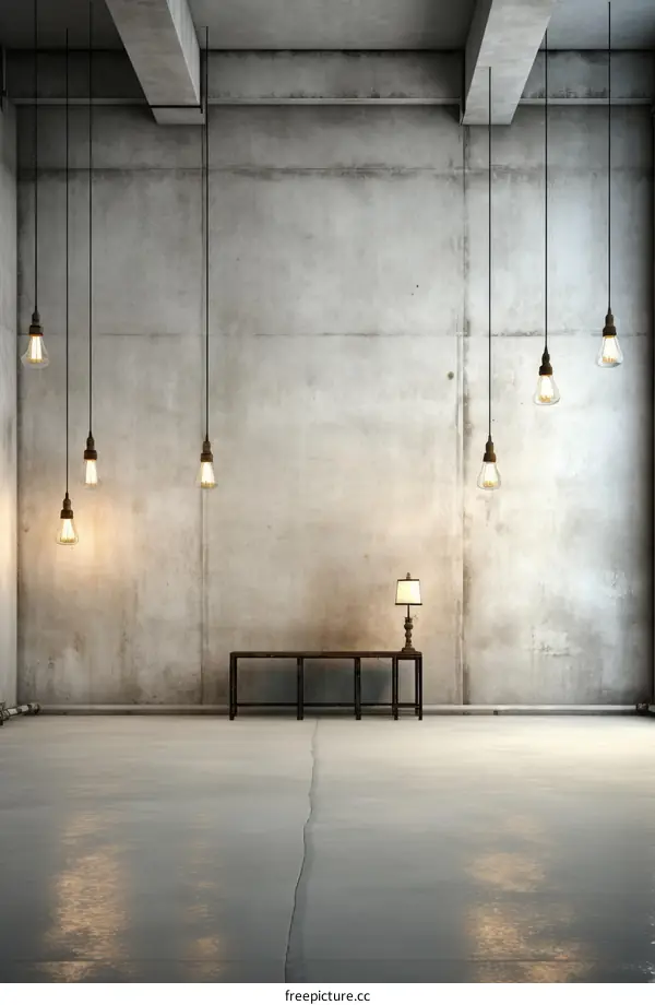 Industrial style empty room with concrete wall and cement floor
