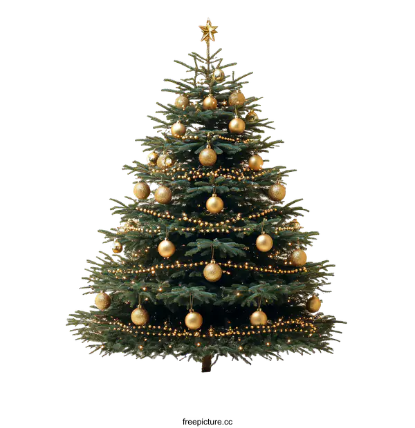 [Transparent Background PNG]Christmas Tree with Golden Ornaments