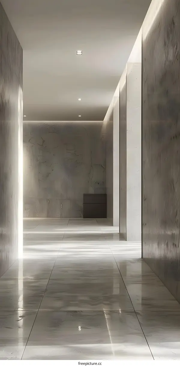 Modern Minimalist Interior Design Hallway With Concrete Walls