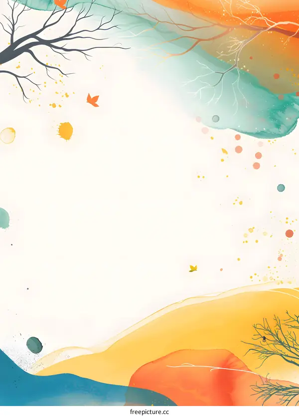 Abstract Watercolor Autumn Landscape Background