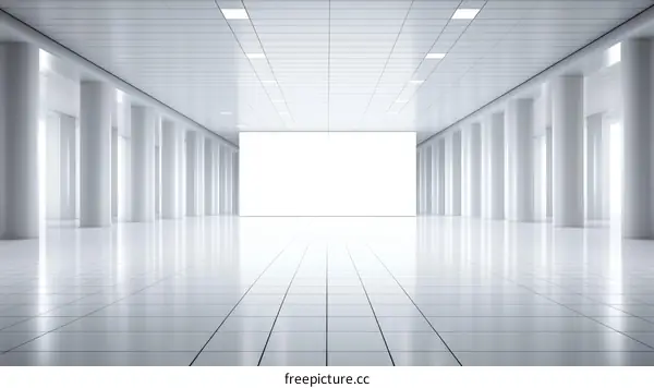 Modern Empty Hallway with Columns
