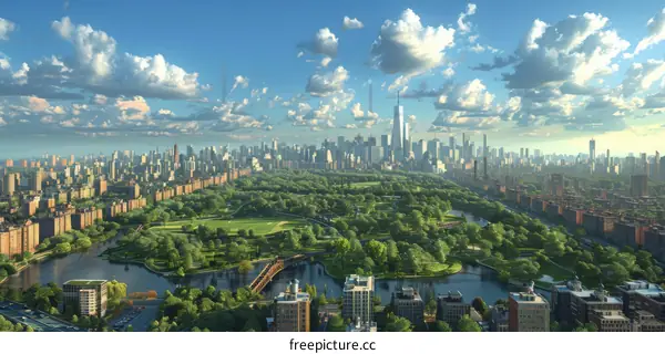 Aerial View of New York City with Central Park