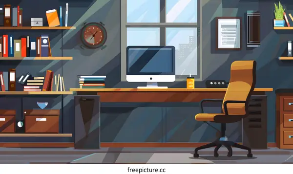 Modern Office Workspace With Computer And Chair