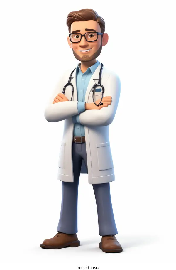 A cartoon doctor wearing a stethoscope