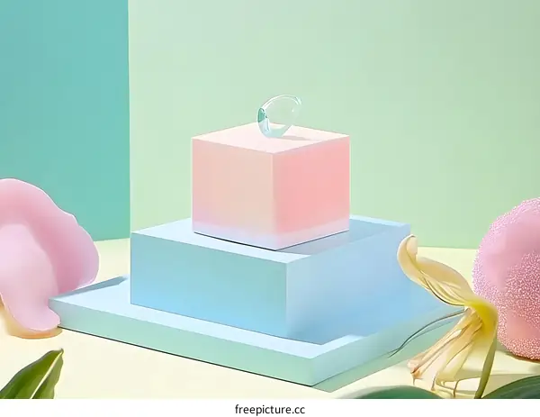 Abstract Minimalist Product Display with Pastel Colors