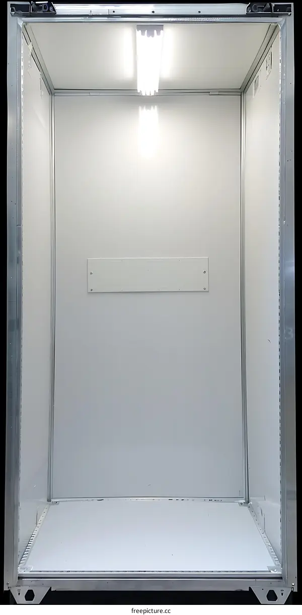 Empty White Interior of a Metal Storage Container