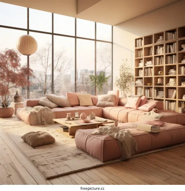 Bright and Spacious Living Room with Sectional Sofa