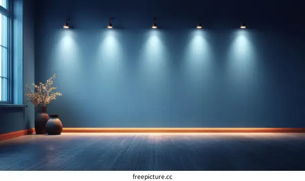 Empty Room with Spotlights and Decor