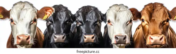 Closeup of Diverse Cattle Heads