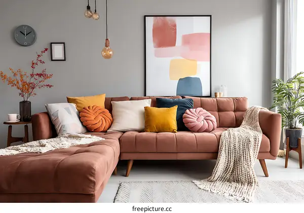 Modern Living Room Interior Design with Sectional Sofa