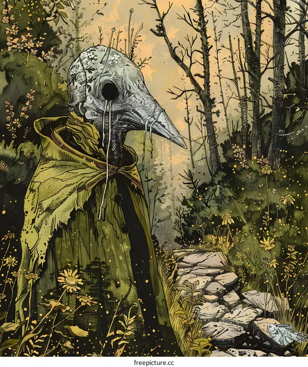 The Man with the Stitched Face in the Forest