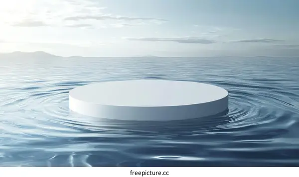 Abstract Minimalist White Platform on Rippled Water