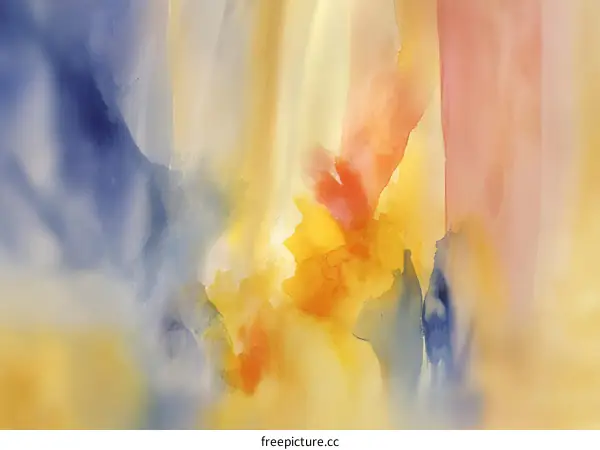 Abstract Watercolor Painting with Blending Colors