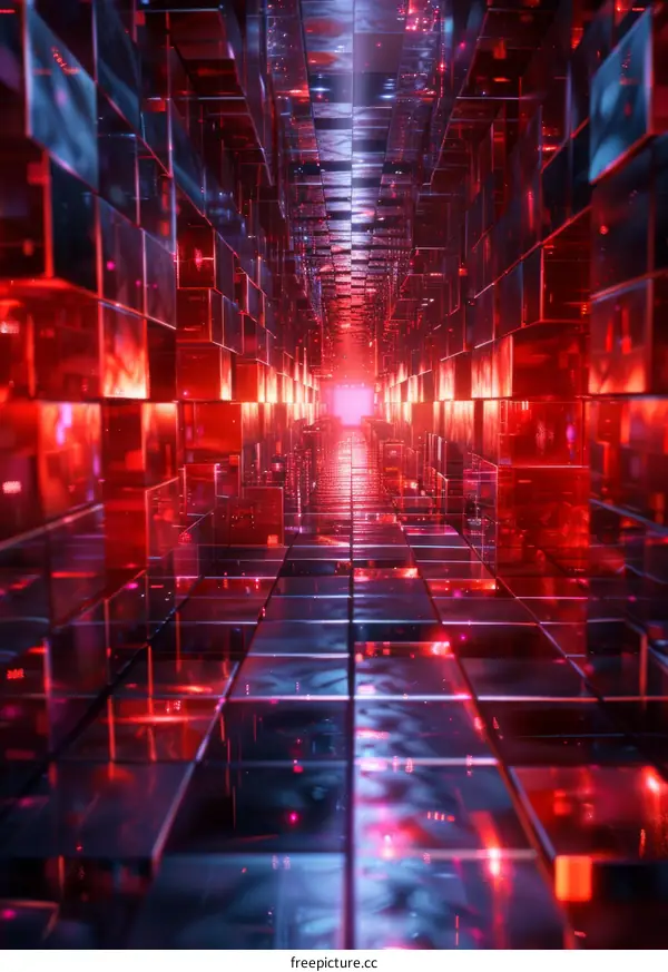 Red and Blue Sci-Fi Tunnel
