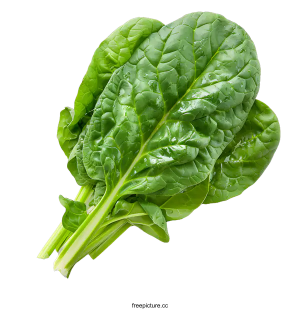 [Transparent Background PNG]Fresh Green Spinach Leaves on White Background