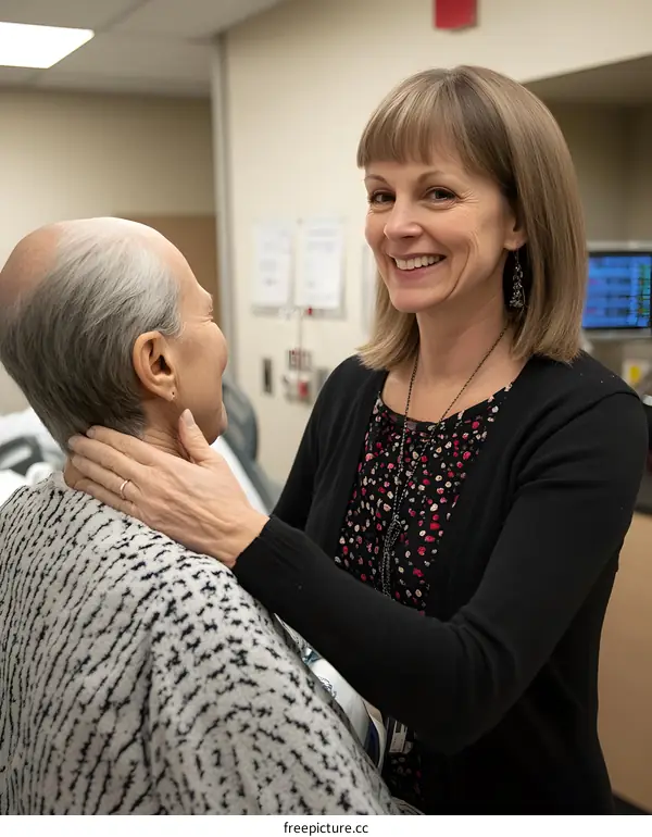 Nurse Caring for Elderly Patient in Hospital Room