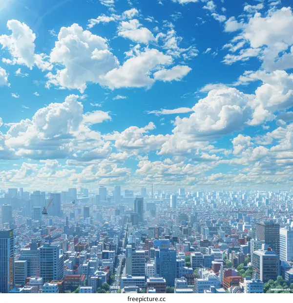 Cityscape with a Beautiful Sky and Clouds