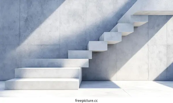 Modern Concrete Staircase in an Empty Room