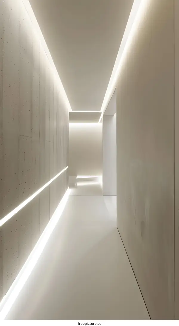 Minimalist Concrete Hallway with Recessed Lighting
