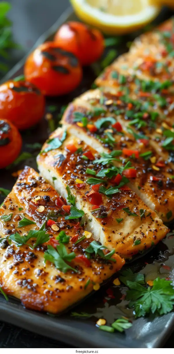 Grilled fish with lemon and herbs