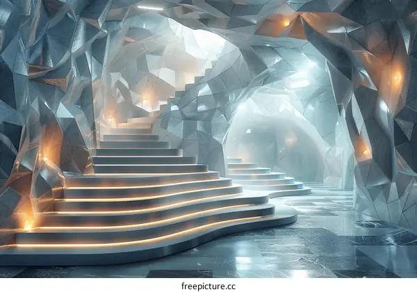 Futuristic Ice Cave Staircase