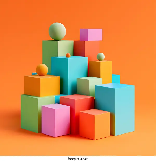 Colorful 3D cubes and spheres
