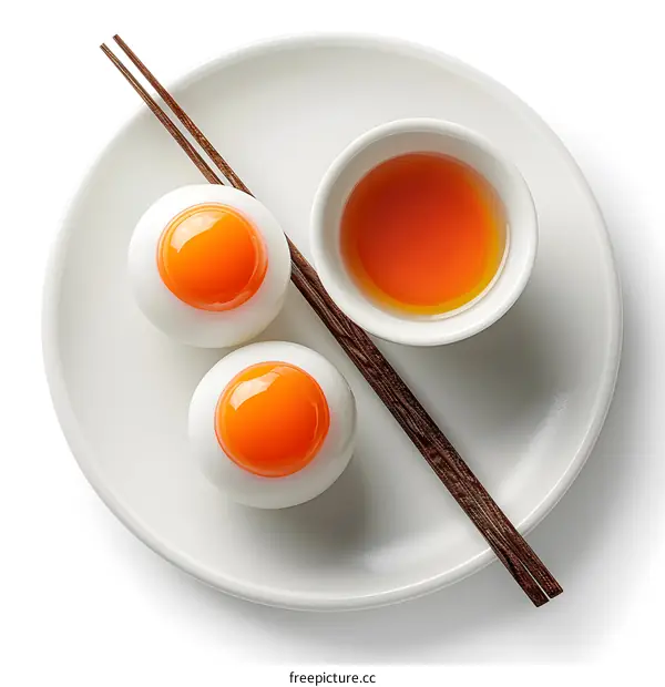 Two eggs and soy sauce