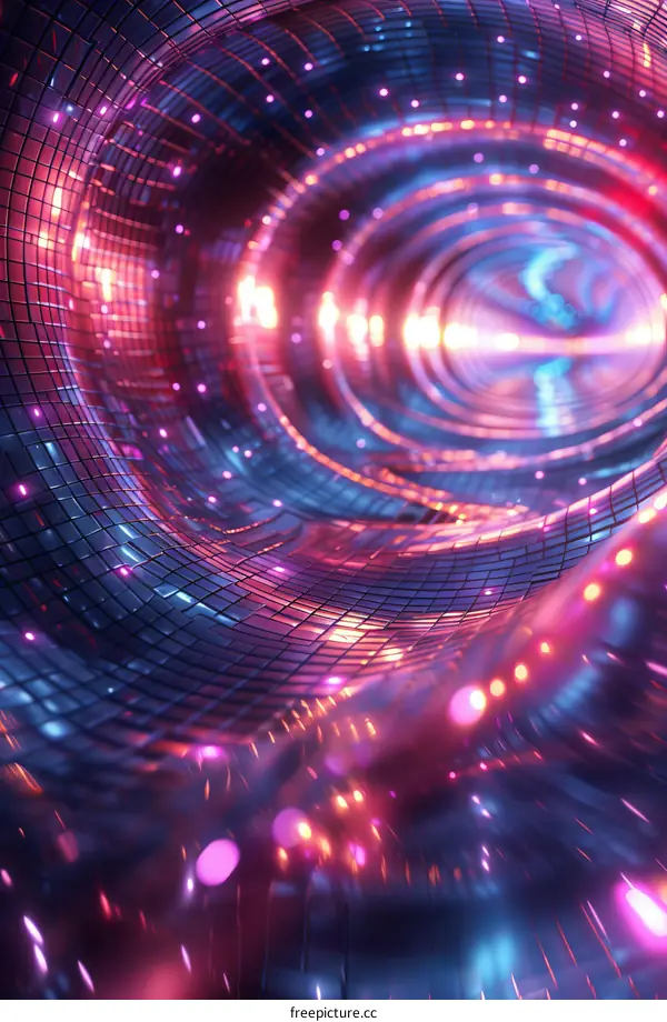 3D Render of a Glowing Pink and Purple Tunnel