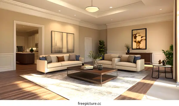 Modern Living Room Interior Design With Two Couches