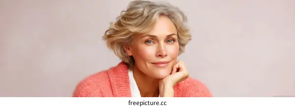 Elegant Mature Woman Portrait Studio Shot
