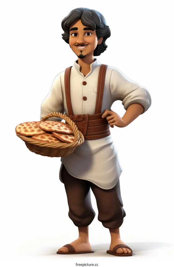 Aladdin Carrying a Basket of Fresh Pita Breads