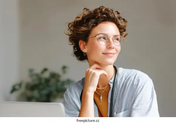Thoughtful Woman in a Professional Setting