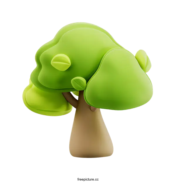 [Transparent Background PNG]3D Cartoon Tree Illustration on White Background